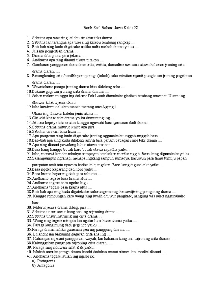 Bank Soal Bahasa Jawa Kelas XI(1)