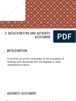Metacognition and Authentic Assessment: Prepared By: Drew Valerij M. Corporal Course/Year & Section: AB English 4-3