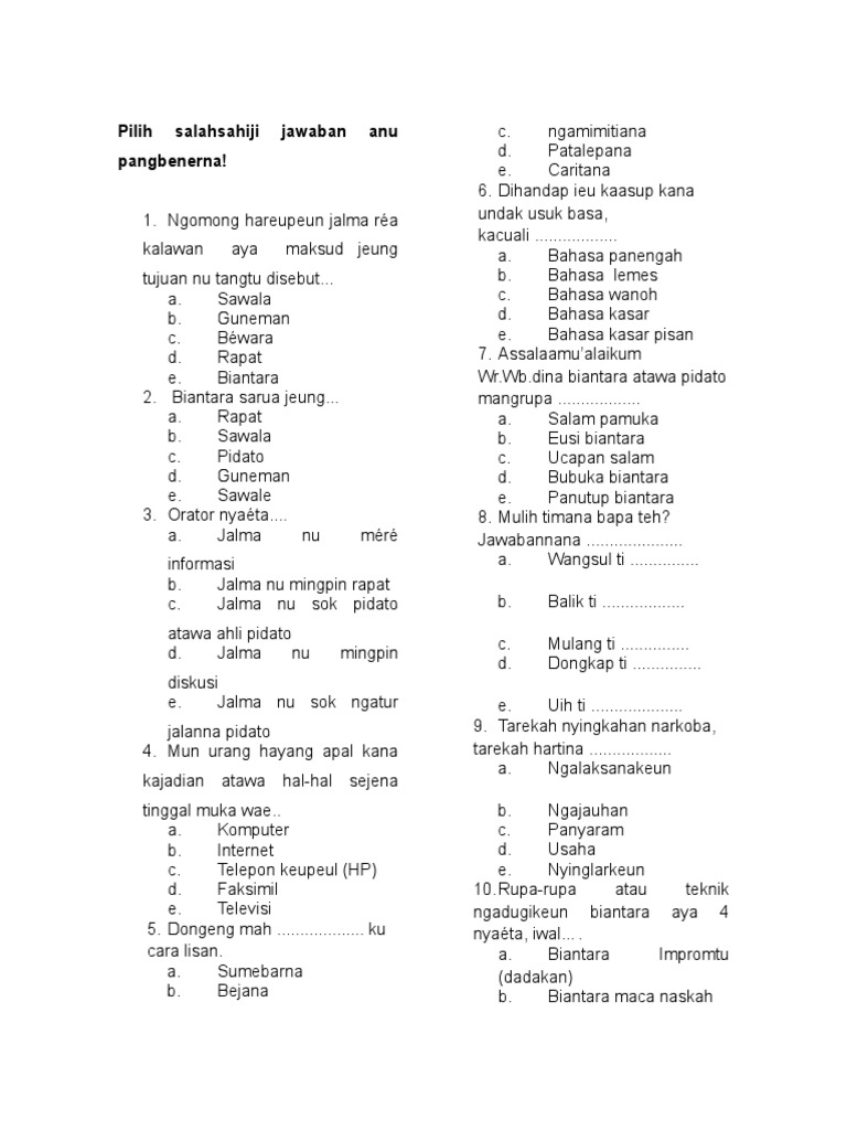 Soal Sunda Kelas Xii Rtf