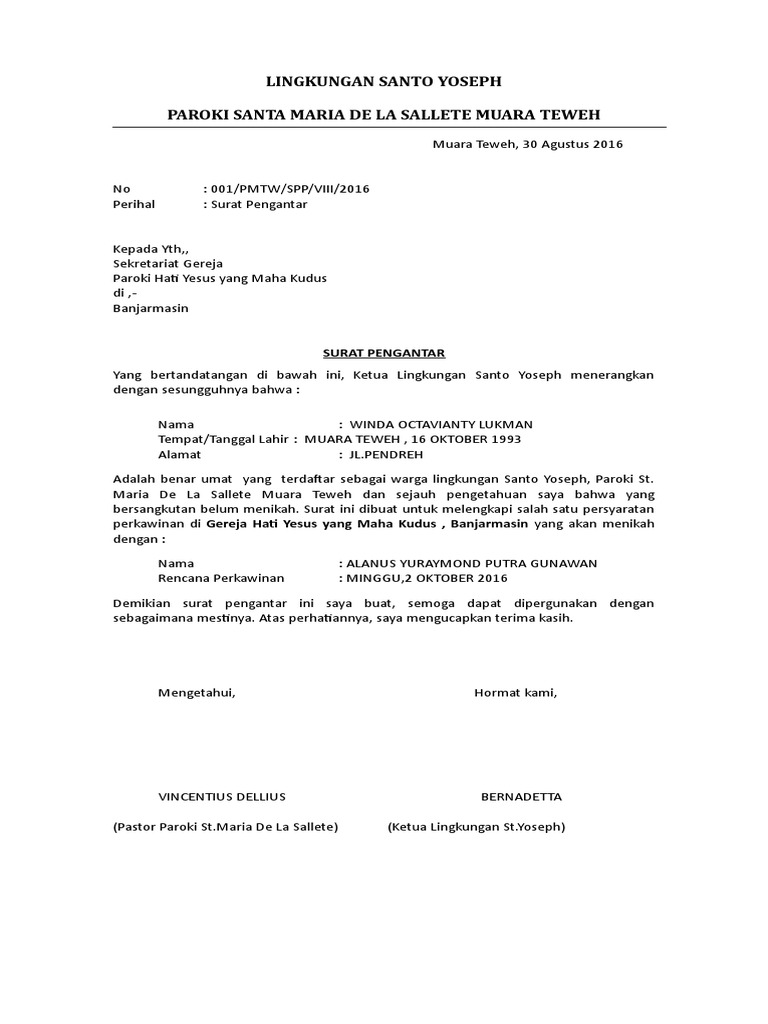 Contoh Surat Pengantar Lingkungan