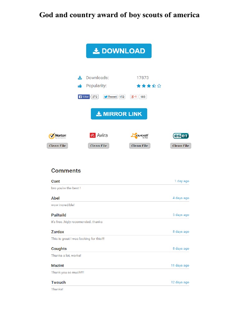 God and Country Award of Boy Scouts of America PDF Boy Scouts Of