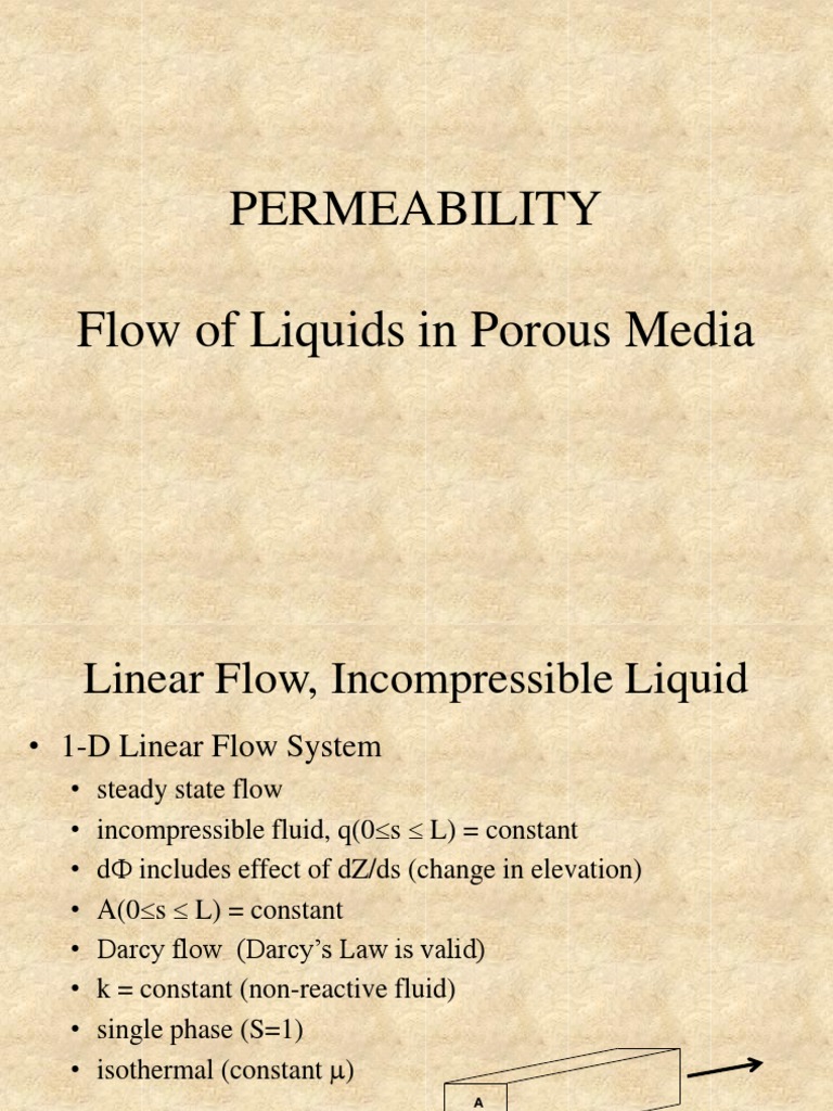Permeability Flow of Liquids in Porous Media | PDF | Soft Matter | Physics