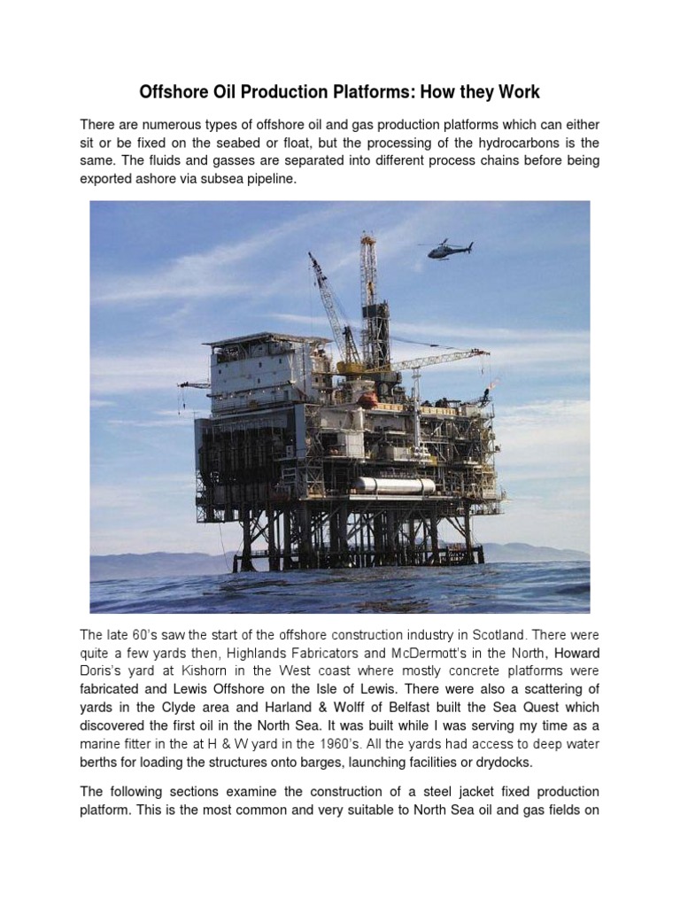 Offshore Oil Platform Construction Overview | PDF | Offshore Drilling ...