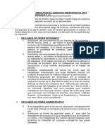 Pliego de Reclamos Para El Ejercicio Presupuestal 2017