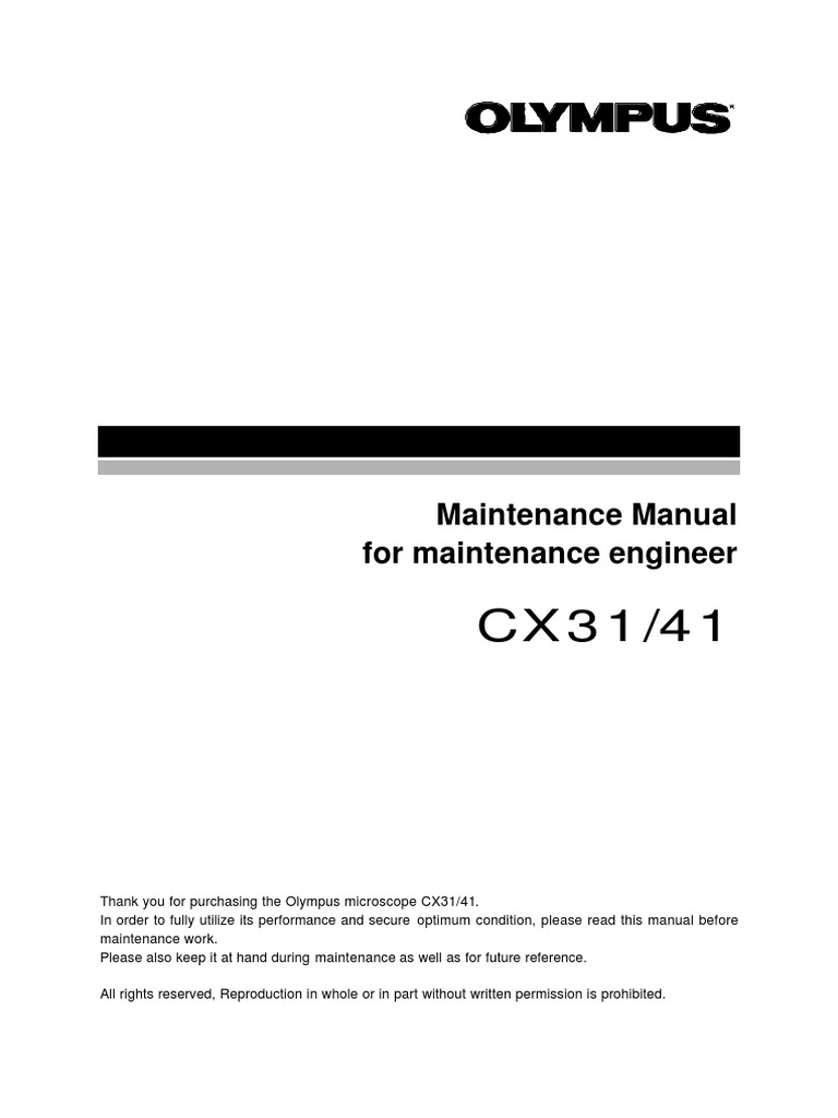 Olympus CX-31,41 Microscope - Service Manual PDF | PDF | Lens (Optics ...