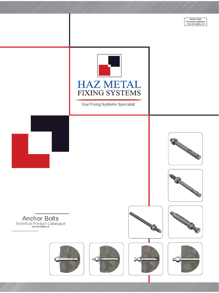 Haz Metal Anchor Bolts Technical Catalogue | PDF | Screw | Drill