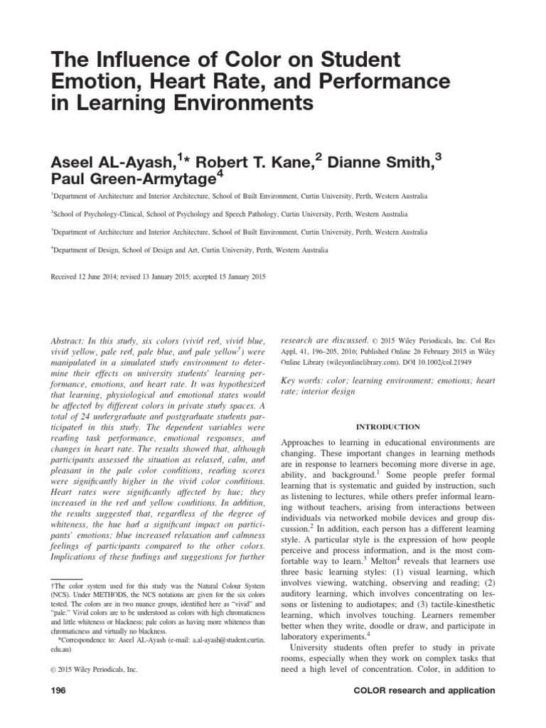 Color's Impact on Student Learning | PDF | Color | Yellow