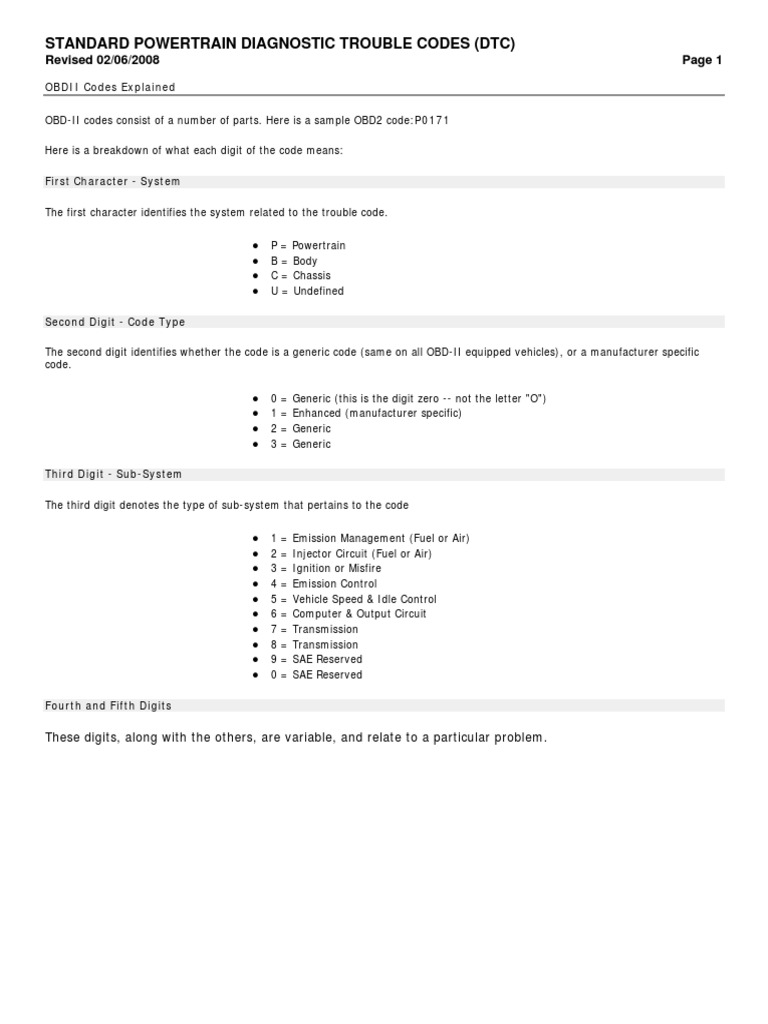 Stantard Powertrain DTC - Codes - 2008 PDF | PDF | Fuel Injection |  Transmission (Mechanics)