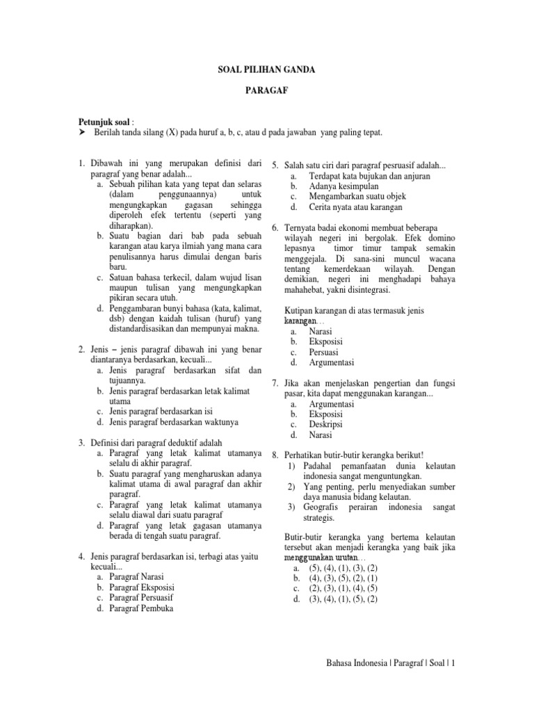 Kelompok 4 Soal Paragraf Bahasa Indonesia