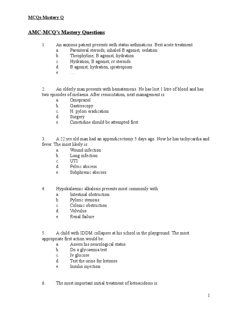AMCMCQ's Mastery Questions PDF Hepatitis Electrocardiography