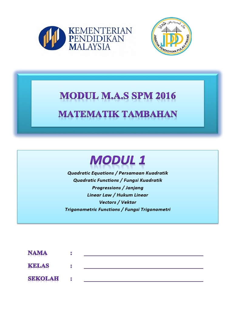 Modul 1 Add Maths 2016.-1 PDF | PDF | Sine | Trigonometric Functions