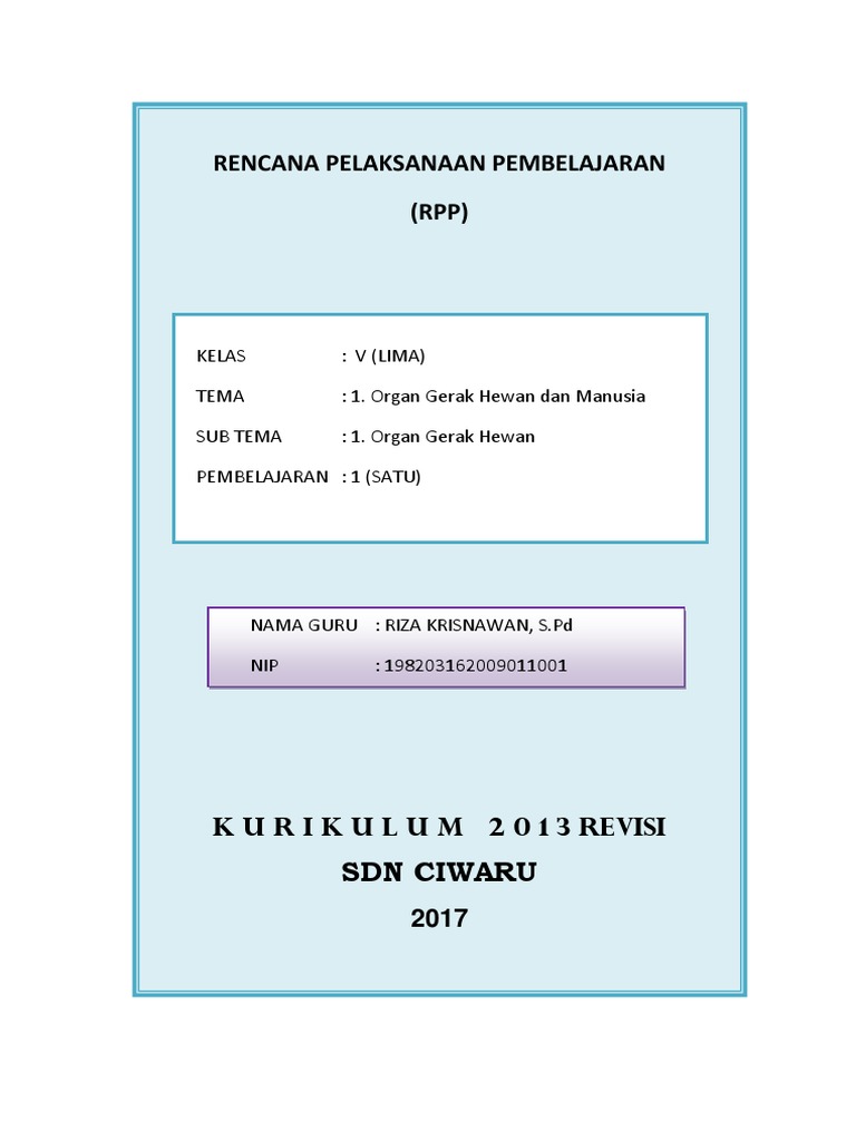 Rpp Kelas 5 Tema 1 Sub Tema 1 Pembelajaran 1