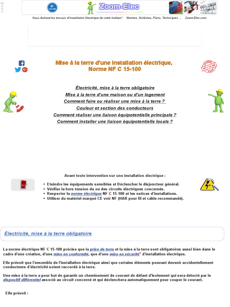 Telecharger Norme Nfc 15 100 Gratuit 2021 Pdf Mise À La Terre D'une Installation Électrique, Norme NF C 15-100 | PDF |  Électricité | Électromagnétisme