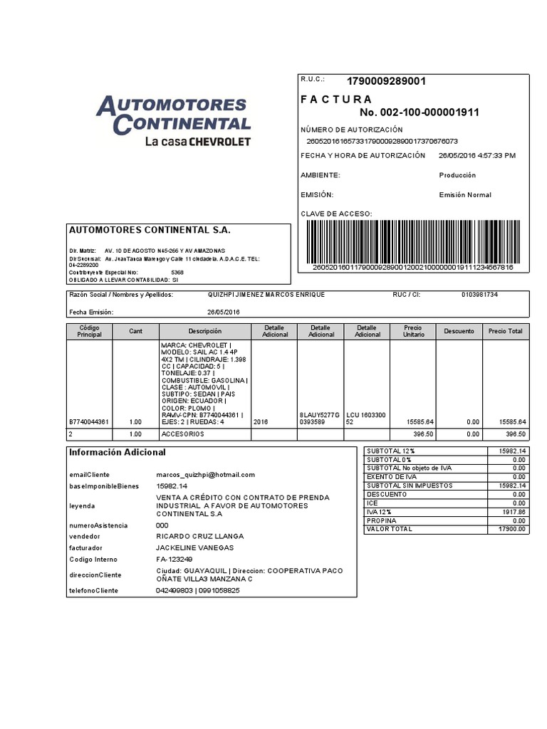 FACTURA_002100000001911 (1) Automóvil Vehículos