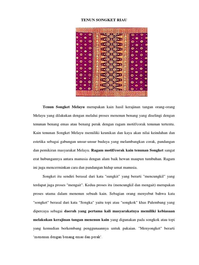 Motif dan Proses Tenun Songket Riau | PDF