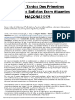 Por Que Tantos Dos Primeiros Missionários Batistas Eram Maçons - Hélio