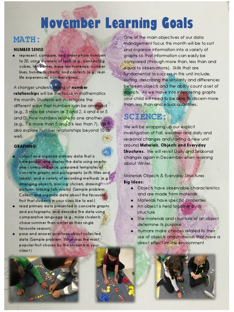 November Newsletter Learning Goals 2017 | PDF | Data | Teaching Mathematics