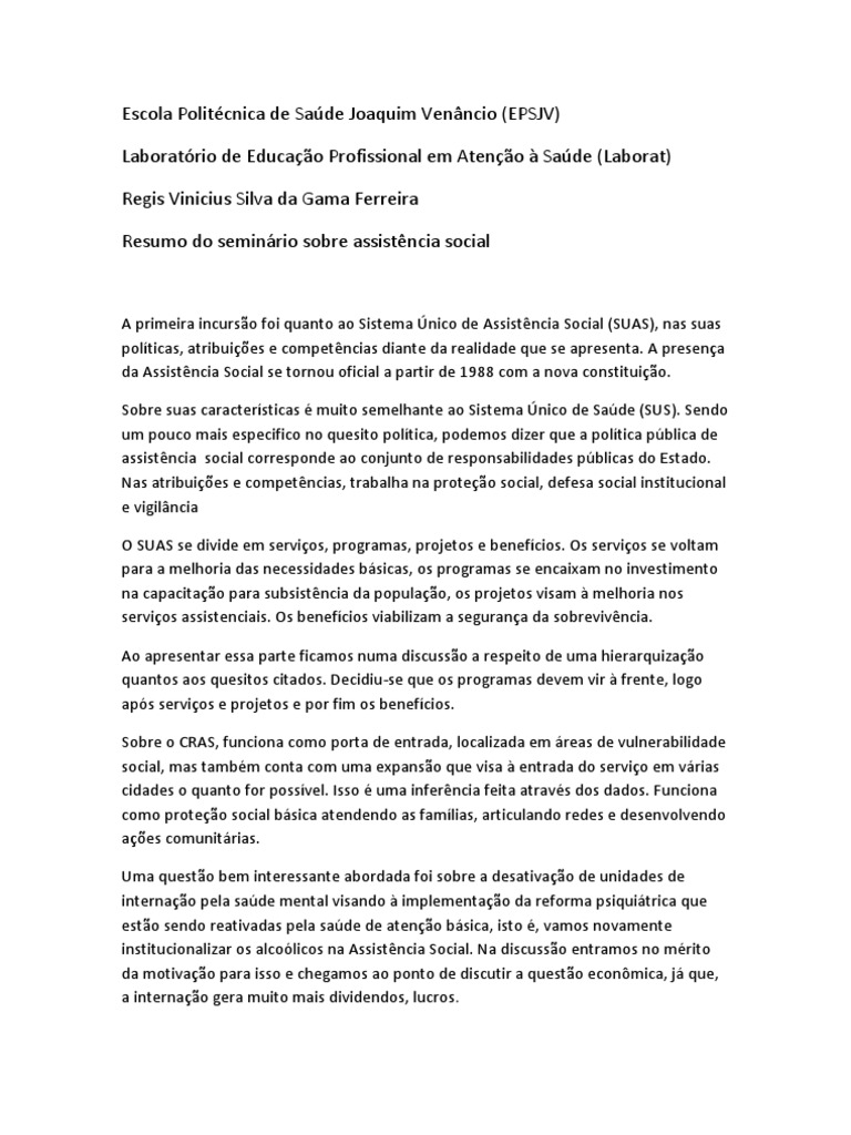 Relatório De Visita Domiciliar Assistente Social
