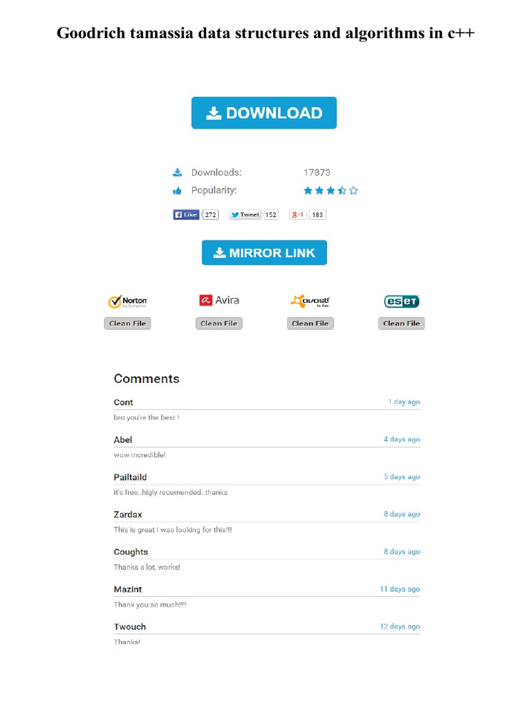 Goodrich Tamassia Data Structures and Algorithms in C | PDF | Textbook ...