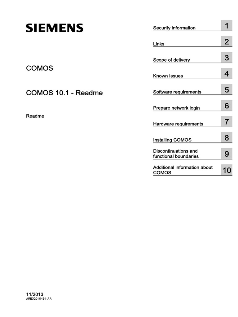 Comos COMOS 10.1 - Readme: A5E32016431-AA | PDF | Windows 7 | Microsoft ...