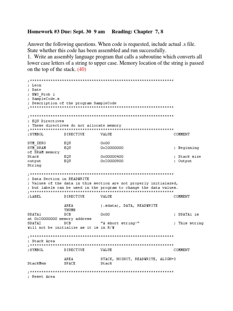 Assembly Language Homework #3 | PDF | Software Engineering | Computer ...