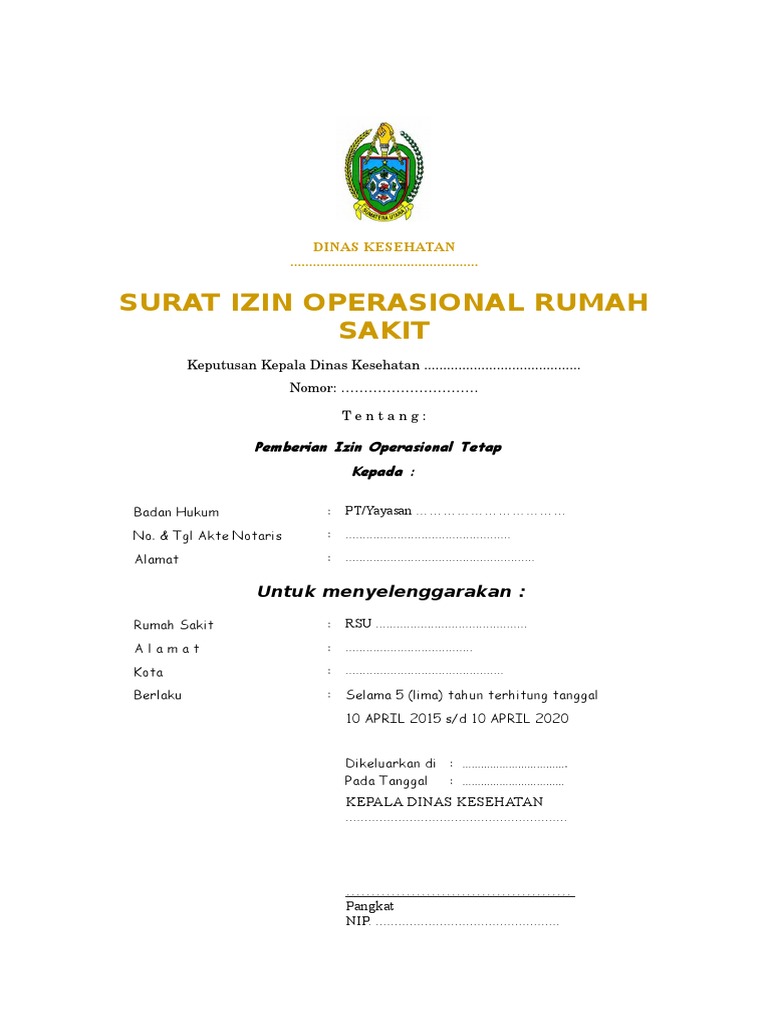 Contoh Sertifikat Izin Rsu