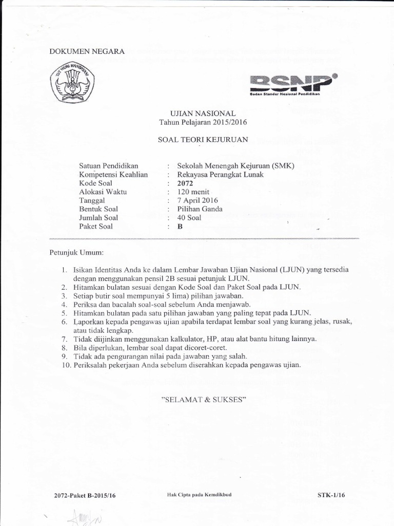 Soal  UN  RPL  15 16  Soal  UN  RPL  15 16