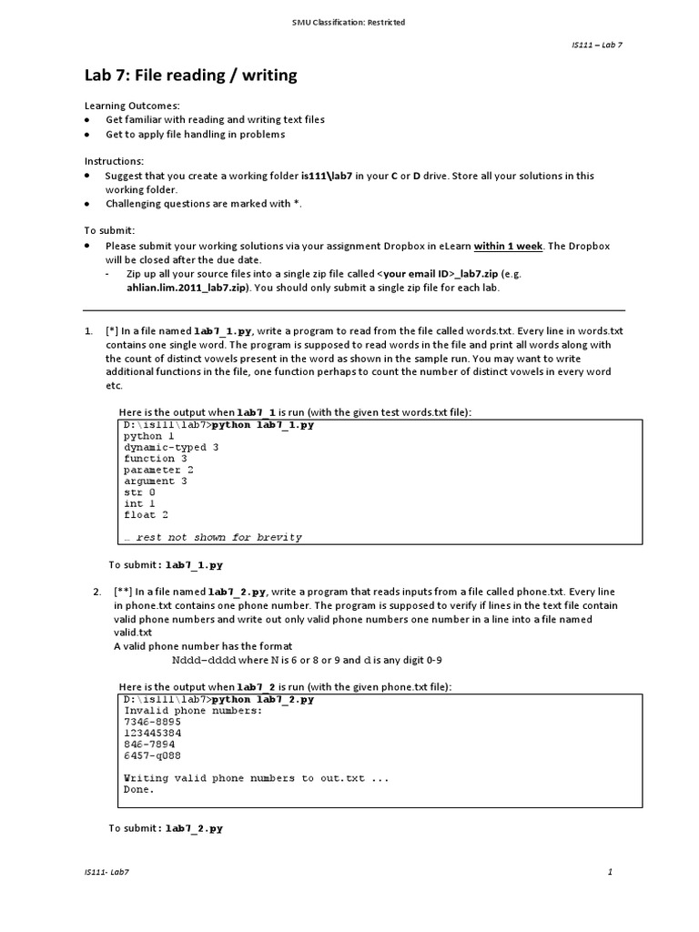 Lab 7 v1 | PDF | Text File | Parameter (Computer Programming)