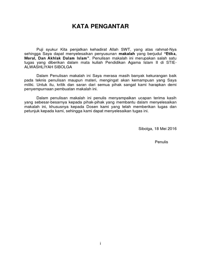 Makalah Agama Islam Etika Akhlak Dan Moral