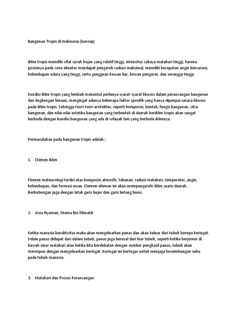 Bangunan Tropis Di Indonesia | PDF