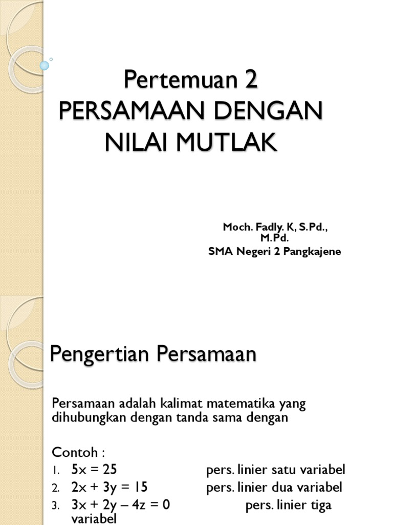 Persamaan Nilai Mutlak