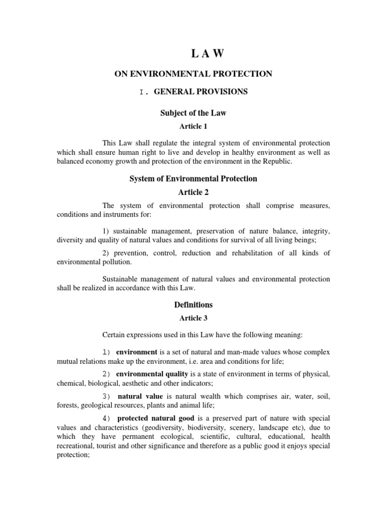 On Environmental Protection: I. General Provisions | PDF | Air ...