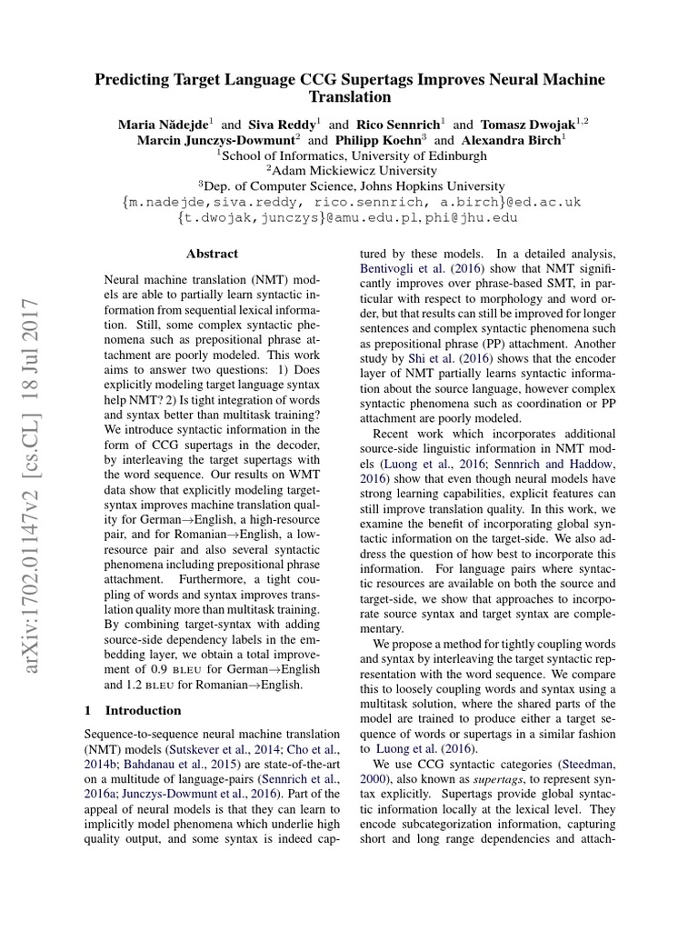 Predicting Target Language CCG Supertags Improves Neural Machine ...