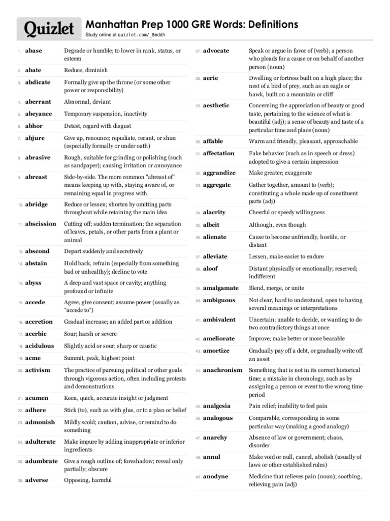 Manhattan Prep 1000 Gre Words PDF PDF Science Philosophical Science