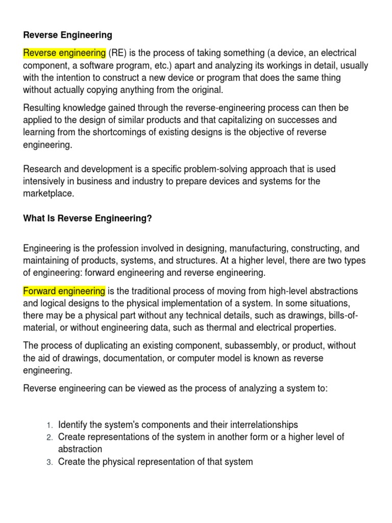 Reverse Engineering Notes | PDF | System | Engineering