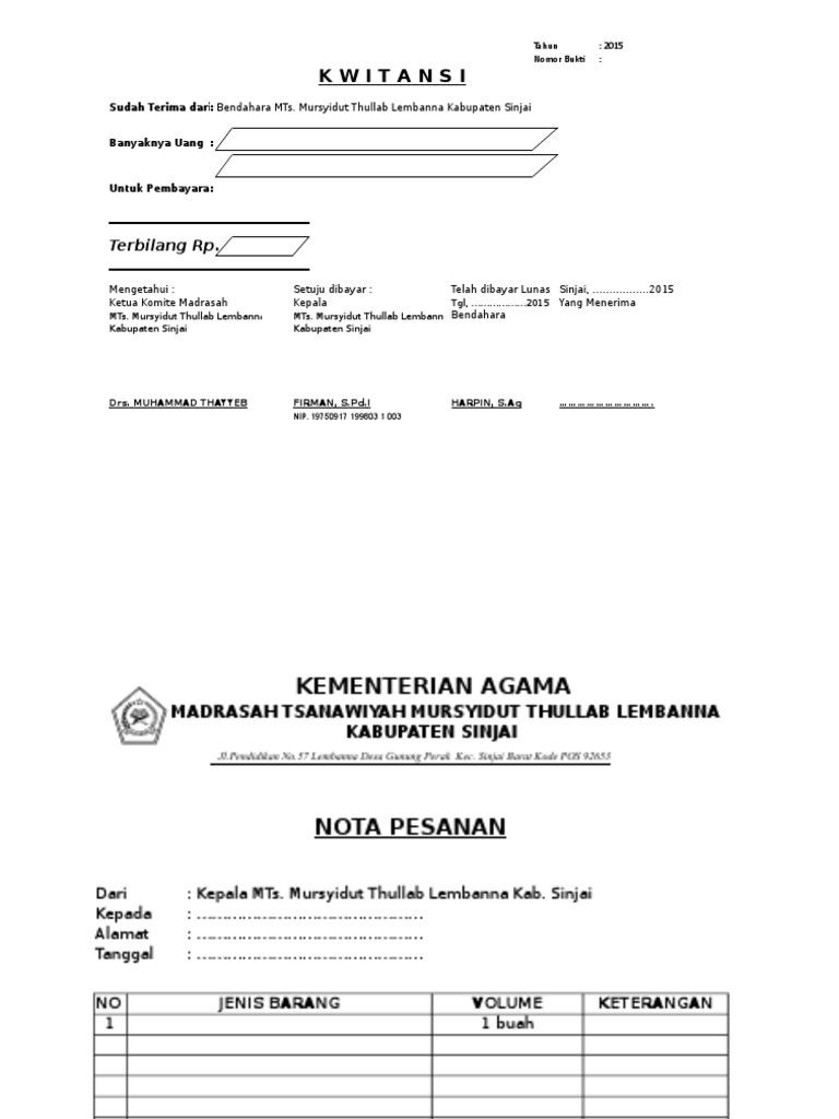 Format Kwitansikwitansi Dana Bos