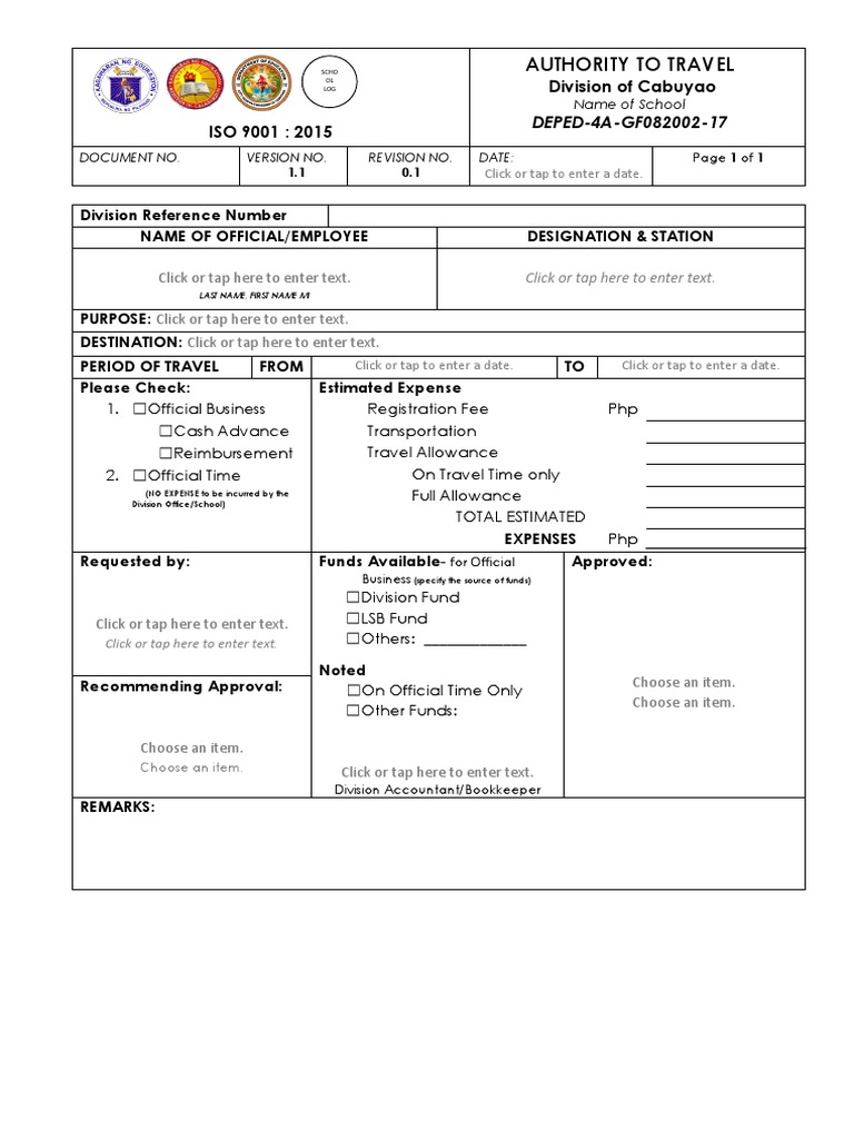 Travel Order Template Service Industries Business