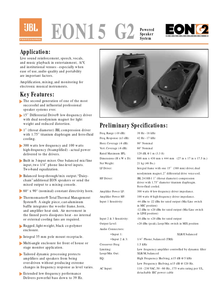 JBL EON G2.pdf Loudspeaker Microphone