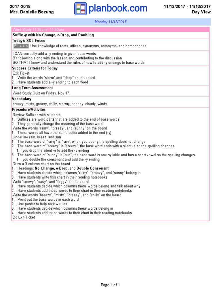 Word Study 11 13 | PDF | Language Arts & Discipline
