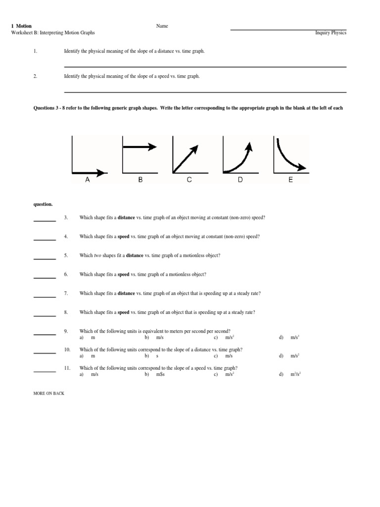 Motion Ws B Speed Acceleration