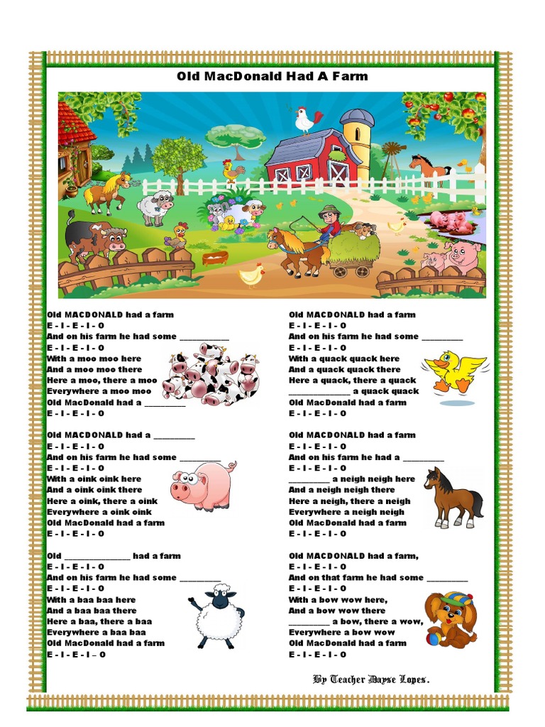 Old Mcdonald’S Farm Song Printable – YBKYP
