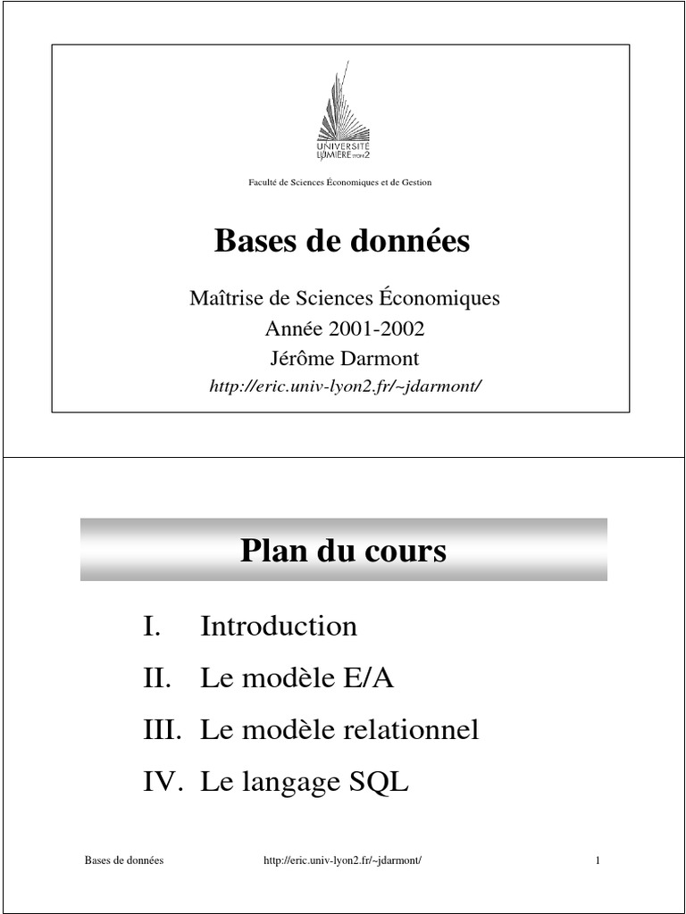 Introduction aux Bases de Données | PDF | SQL | Base de données ...