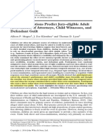 Attorney Questions Predict Jury-Eligible Adult Assessments of Attorneys, Child Witnesses, and Defendant Guilt