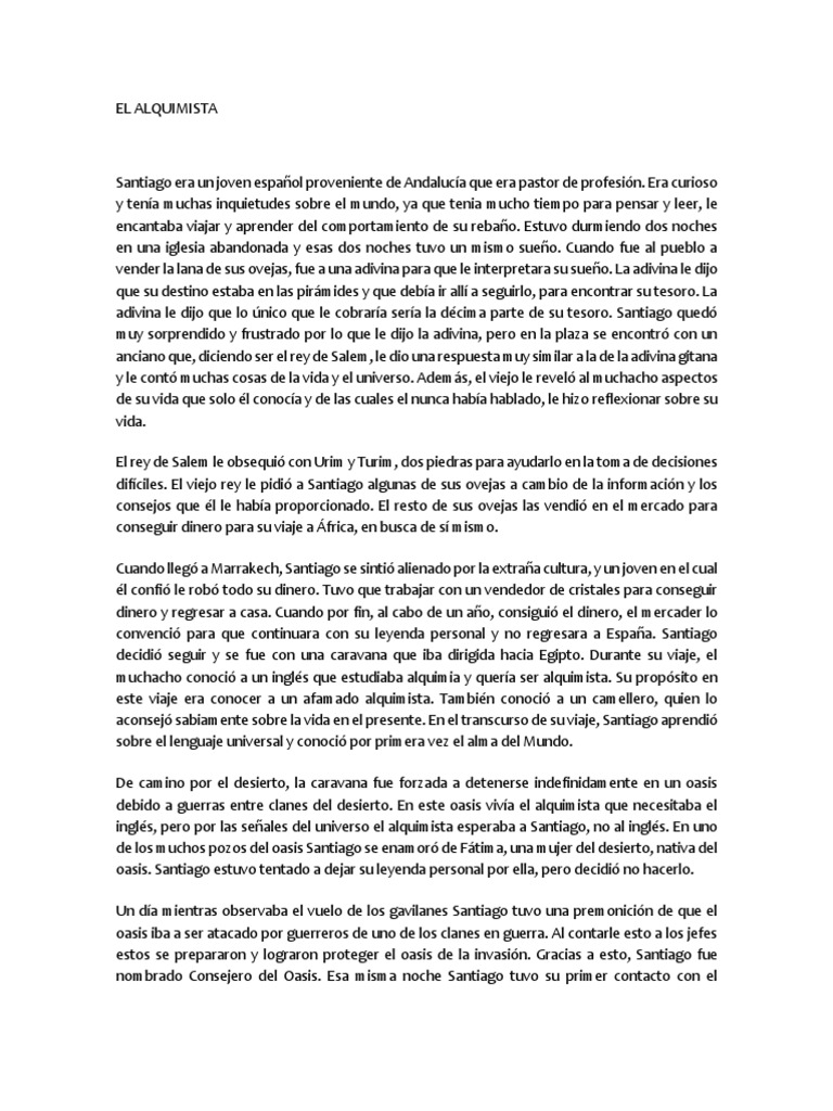 El Alquimista Resumen PDF Alquimia - 1685879176