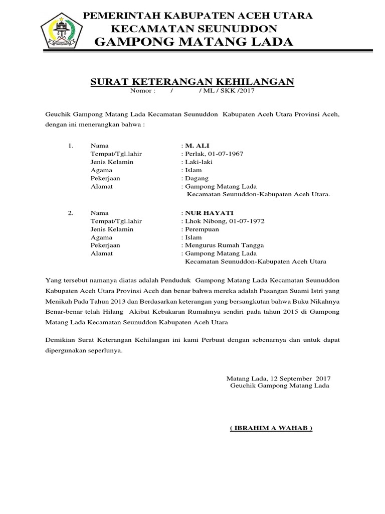 Kehilangan Buku Nikah