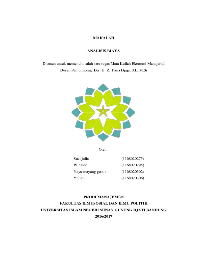 Makalah Ekonomi Manajerial Teori Biaya