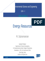 Energy Resources: GE 2211 Environmental Science and Engineering Unit - I