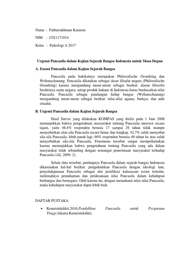 Urgensi Pancasila Dalam Kajian Sejarah Bangsa Indonesia