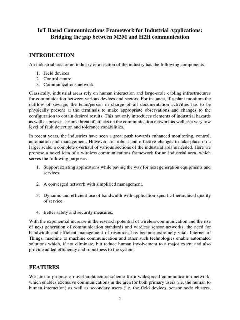 IoT Communication Framework for Industry | PDF | Wireless Sensor ...