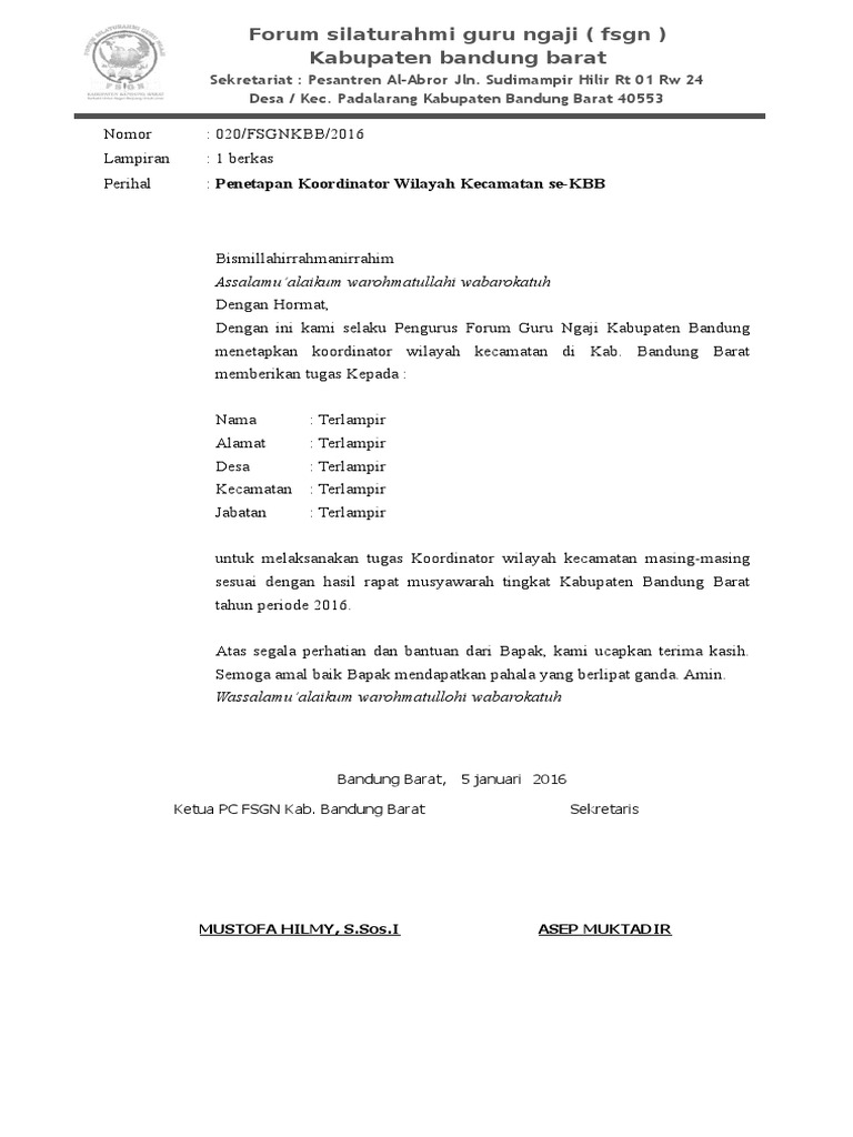 Surat Tugas Organisasi Fsgndoc